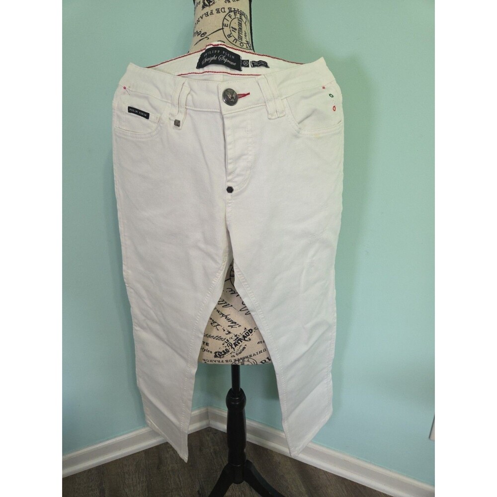 men's philipp philipp plein straight supreme white jeans 31 button fly